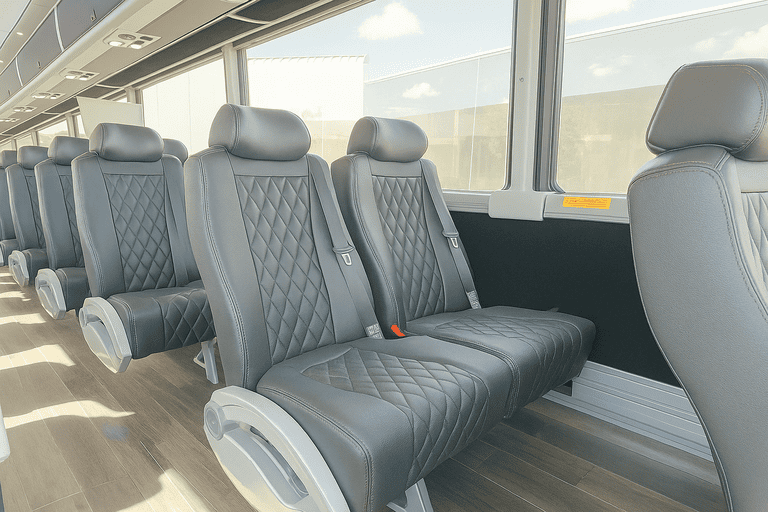 interior of Bus Rental Company Burbank charter bus